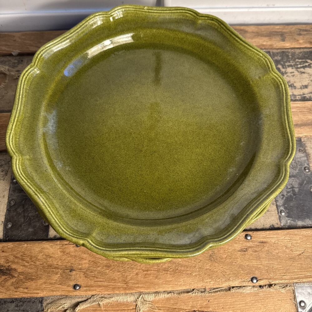 Vintage Baldelli Italy Ceramic Dinner Plates Set Neiman Marcus Mid Century Green